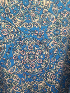 Blue White Pink Medallion Short Top Wide Sleeves