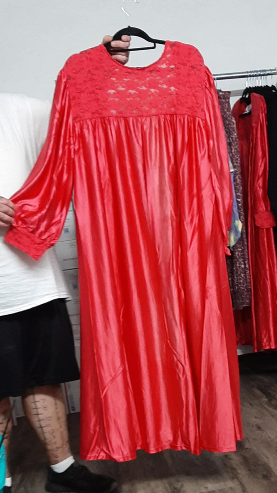 Silky Red Lace Open Front Robe