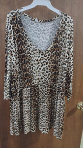 All Leopard Print V Neck Shirt Top