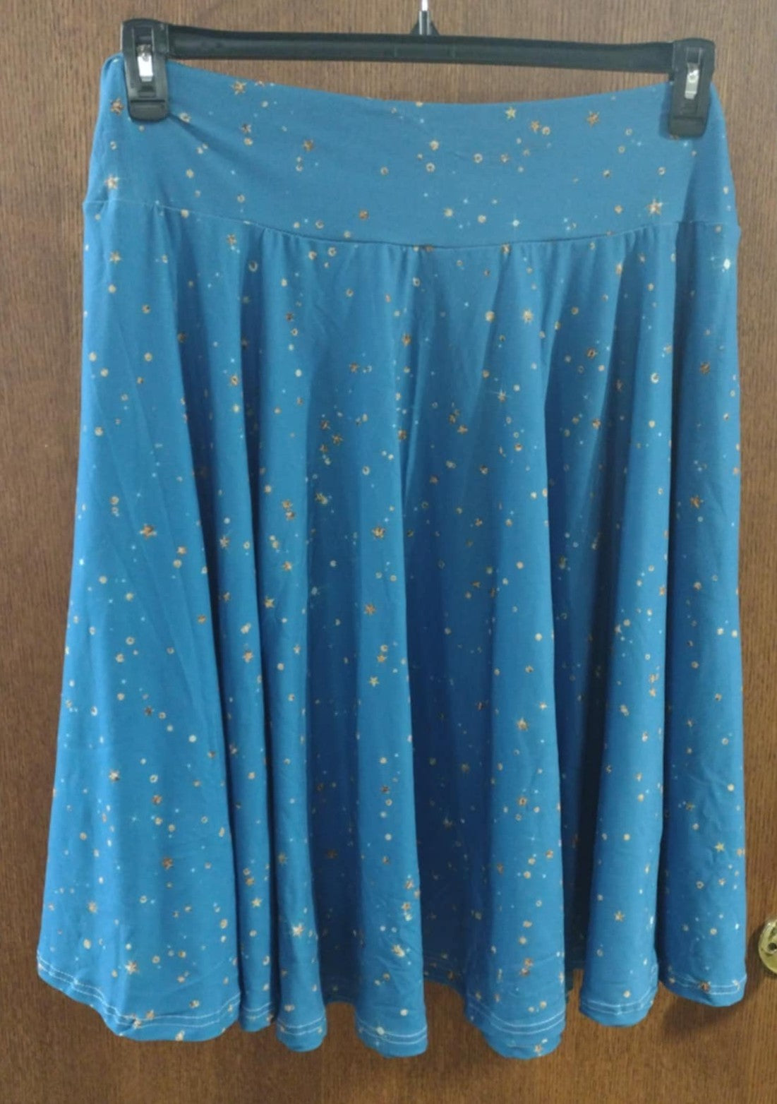 Blue Yellow Gold Star Swing Skirt