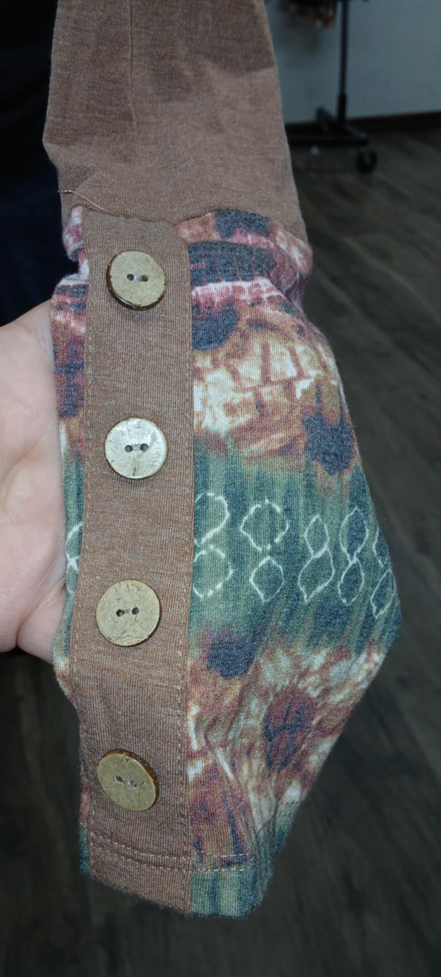 Brown Top with Beautiful Design Button Sleeves