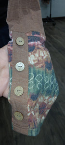 Brown Top with Beautiful Design Button Sleeves