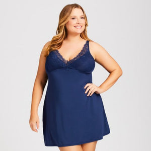 Navy Lace Chemise Nightgown