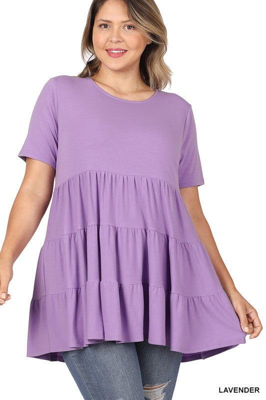 Lavender Purple Tiered Ruffle Shirt Top Tunic