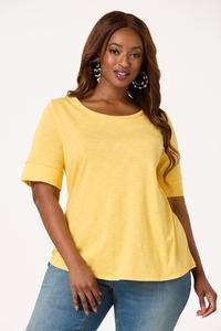 Golden Cream Scoop Neck Shirt Top