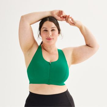 Bright Green Zip Up Sports Bra