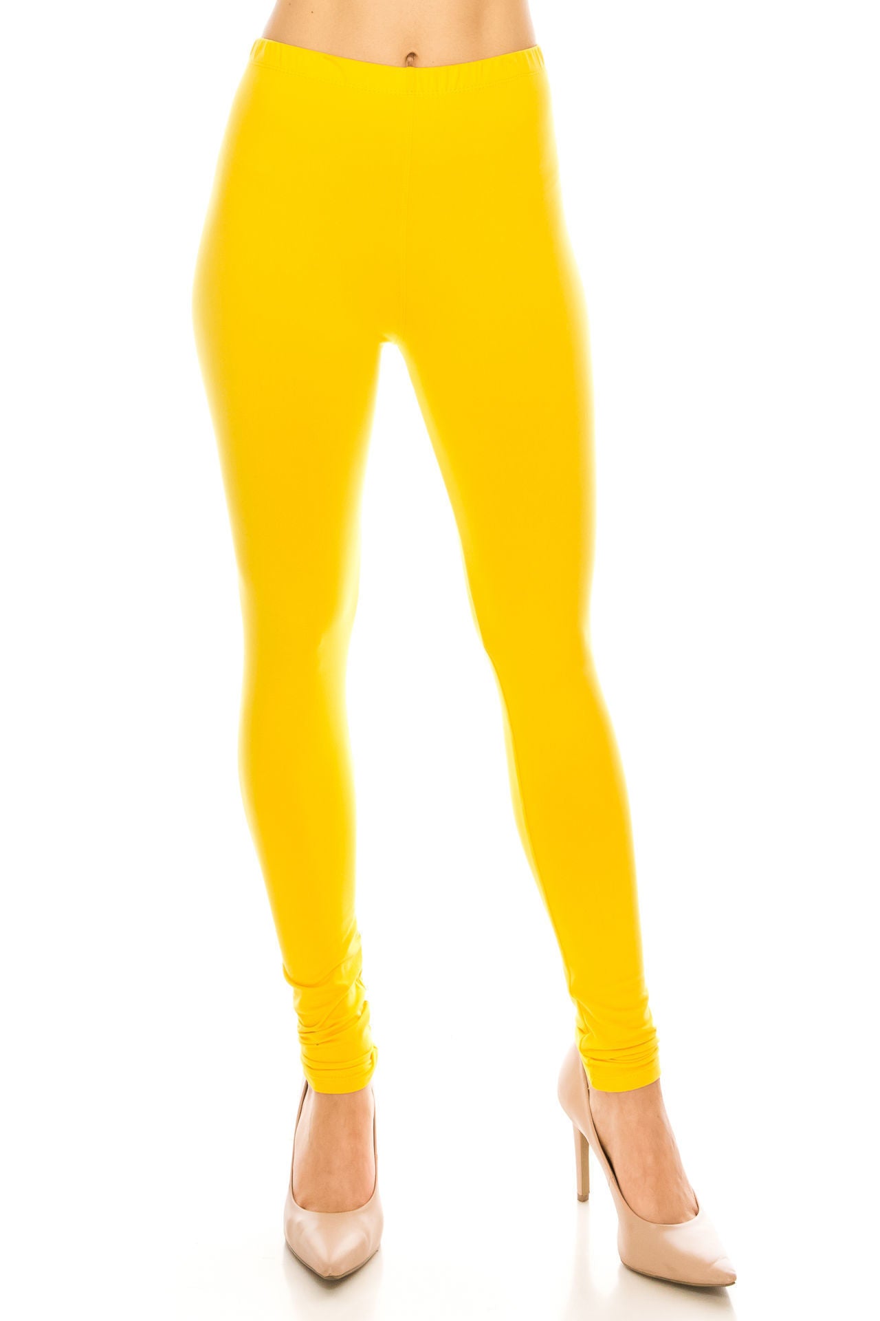 1x-3x Solid Yellow Legging Leggings