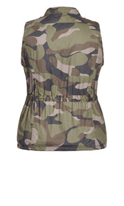 Camo Faux Fur Anorak Vest - olive