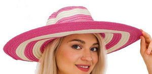 Pink & White Stripped Floppy Sun Hat