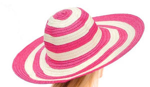 Pink & White Stripped Floppy Sun Hat
