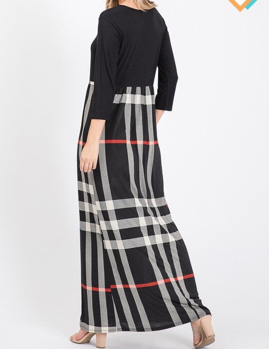 Black Plaid Maxi Dress