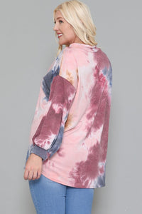 PSFU Pink Tie Dye Top w V Neck