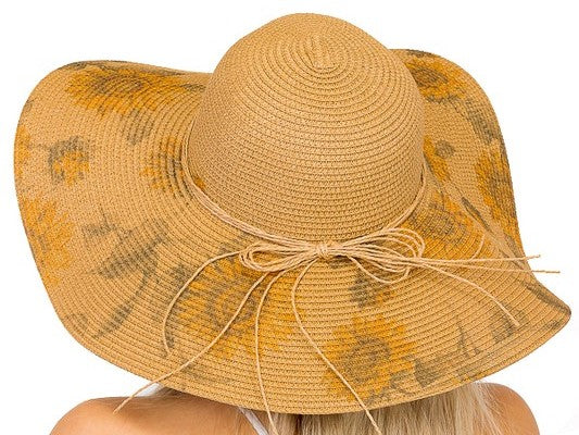 Tan Sunflower Floppy Sun Hat