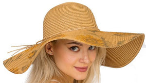 Tan Sunflower Floppy Sun Hat
