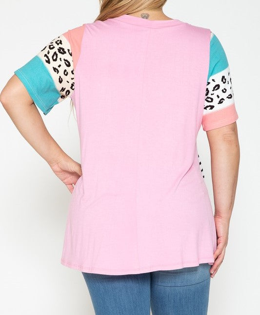 PSFU Pink Stripe Top Animal Sleeve
