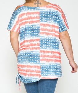 PSFU American Flag, One Cold Shoulder Top