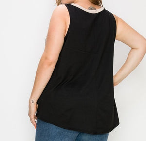 PSFU Black Taupe Leopard Sleeveless Tank Top