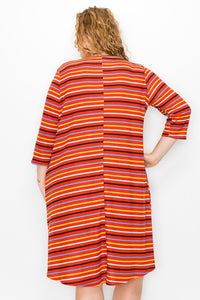 Red Multi Color Stripe Dress