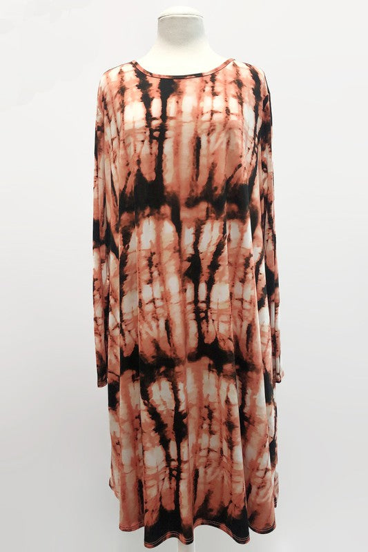 Orange Tie Dye Dress w Pockets