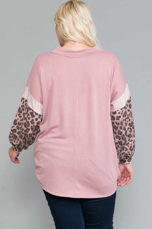 PSFU Pink Leopard Sparkle Pocket Top