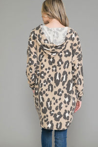 PSFU Animal Leopard Print Hoodie Hooded Top w Pockets