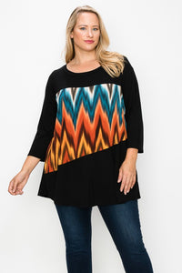 PSFU Black Chevron Print Top
