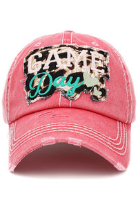 Game Day Leopard Distressed Baseball Hat