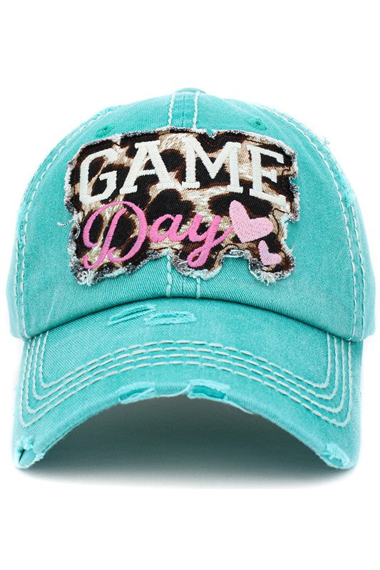 Game Day Leopard Distressed Baseball Hat