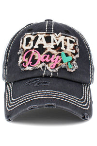 Game Day Leopard Distressed Baseball Hat