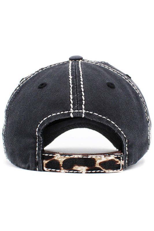 Game Day Leopard Distressed Baseball Hat