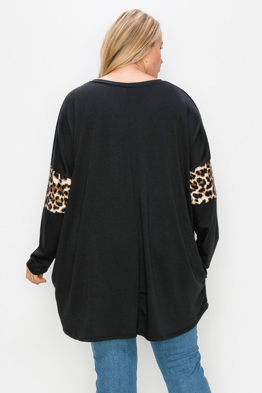 PSFU Black with Leopard Middle Sweatshirt Top