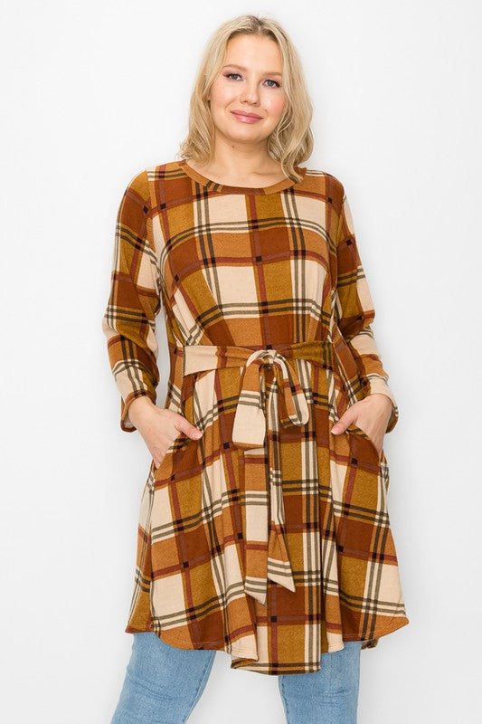 PSFU Perfect Fall Dress w Belt Tie & Pockets