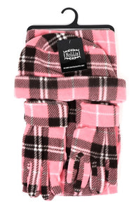 Pink Plaid  3pc Scarf Hat Glove Set