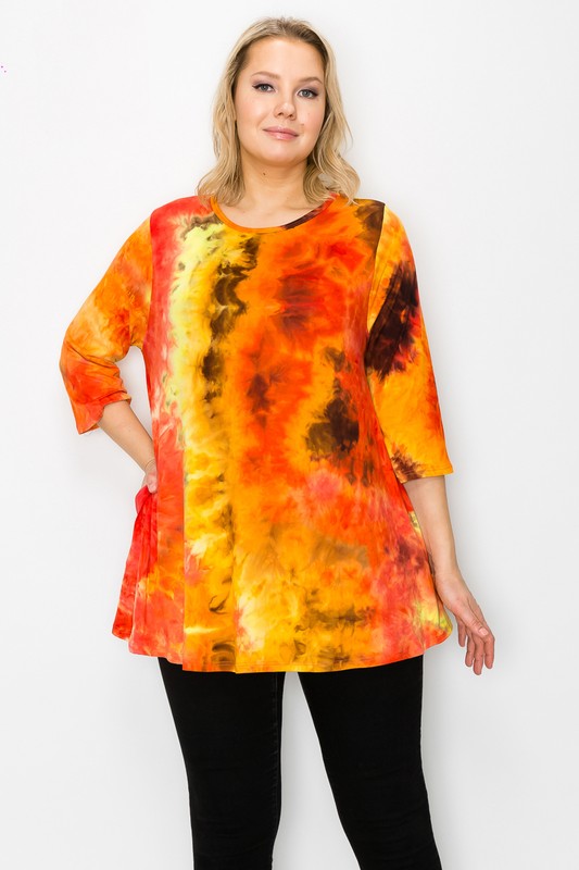 Orange Red Tie Dye Top