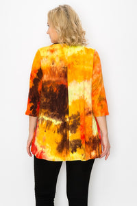 Orange Red Tie Dye Top