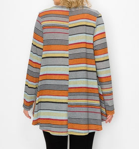 Muli Color Stripe Print Tunic Top