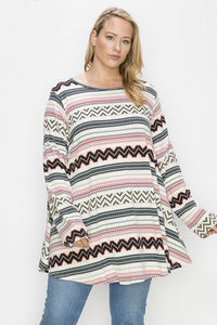 White Chevron Stripe Top
