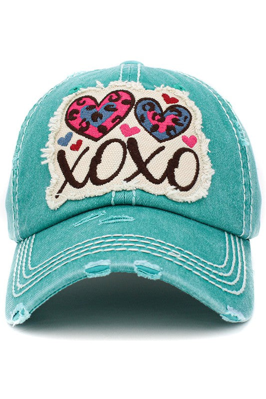 XOXO Hugs & Kisses Distressed Hat