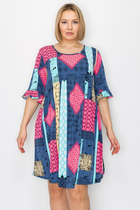 PSFU Beautiful Patchwork Print Dress