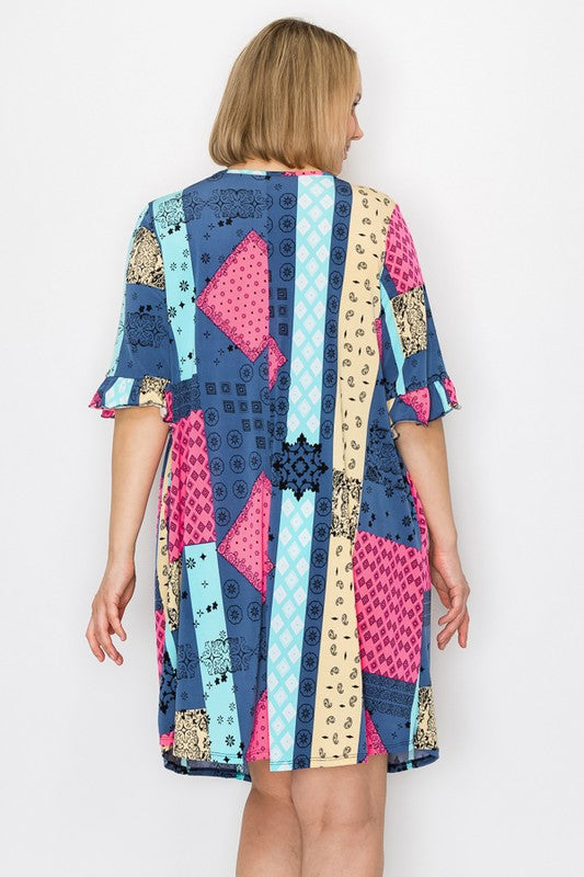 PSFU Beautiful Patchwork Print Dress