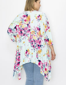 Stunning Mint Floral Sharkbite Drape Side Top