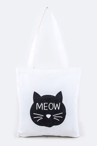 Adorable Meow Cat Canvas Tote