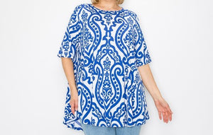 Gorgeous Blue & White Medallion Top