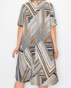 Multi Stripe Dress with Pockets