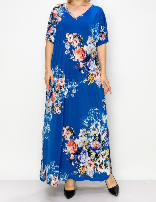 Blue Floral Maxi Dress