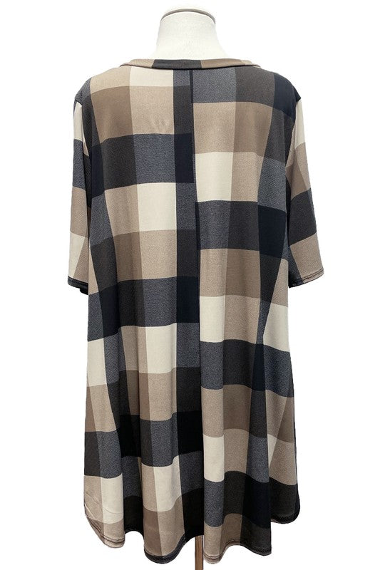 Brown Black Plaid Top