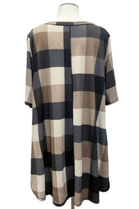 Brown Black Plaid Top