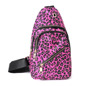 Pink Leopard Cheetah Sling Bag Backpack Purse