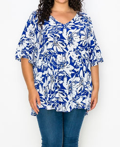 PSFU Vibrant Blue Floral Top