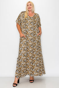 Leopard Print Maxi Dress w Pockets